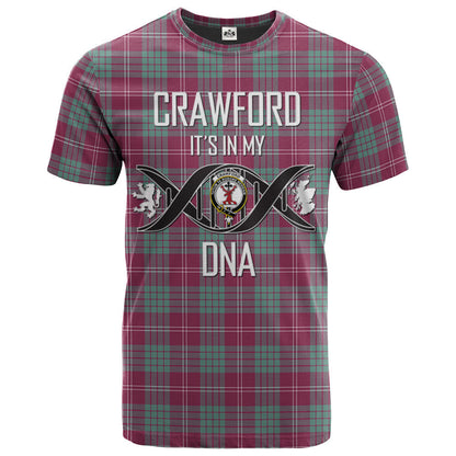 Printivon Crawford Ancient Clan DNA In Me Tartan Crest T Shirt