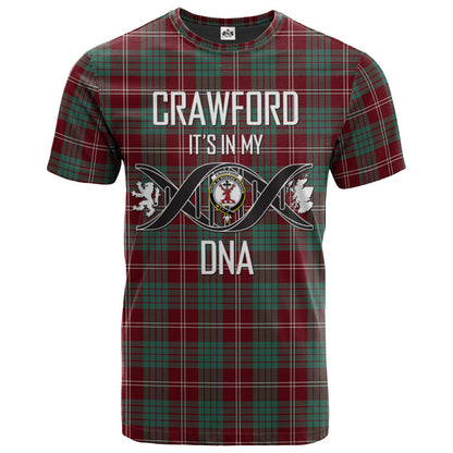 Printivon Crawford Modern Clan DNA In Me Tartan Crest T Shirt