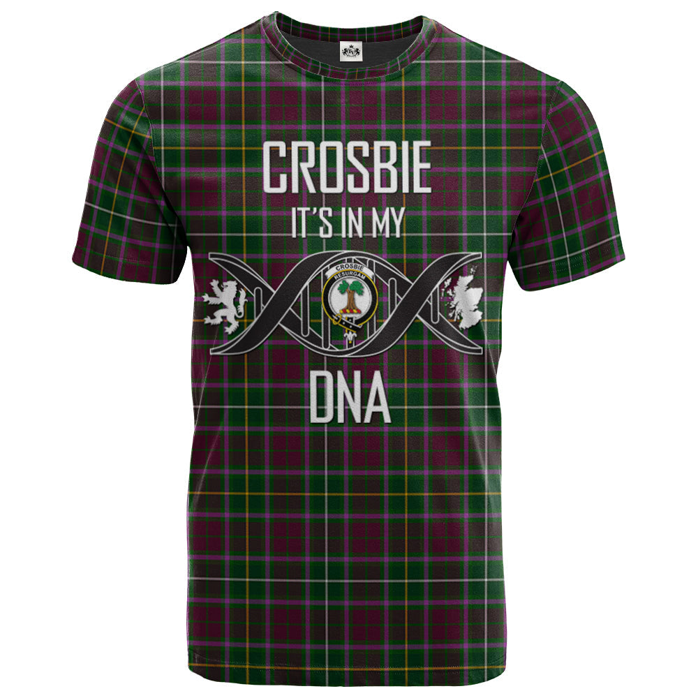 Printivon Crosbie Clan DNA In Me Tartan Crest T Shirt