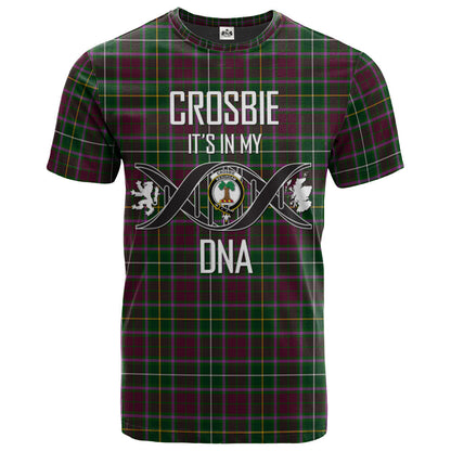 Printivon Crosbie Clan DNA In Me Tartan Crest T Shirt