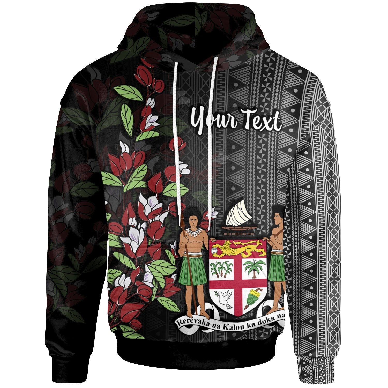 Custom Text Fiji Hoodie Custom Personalised Tagimaucia Flowers