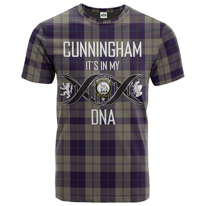 Printivon Cunningham Dress Blue Dancers Clan DNA In Me Tartan Crest T Shirt