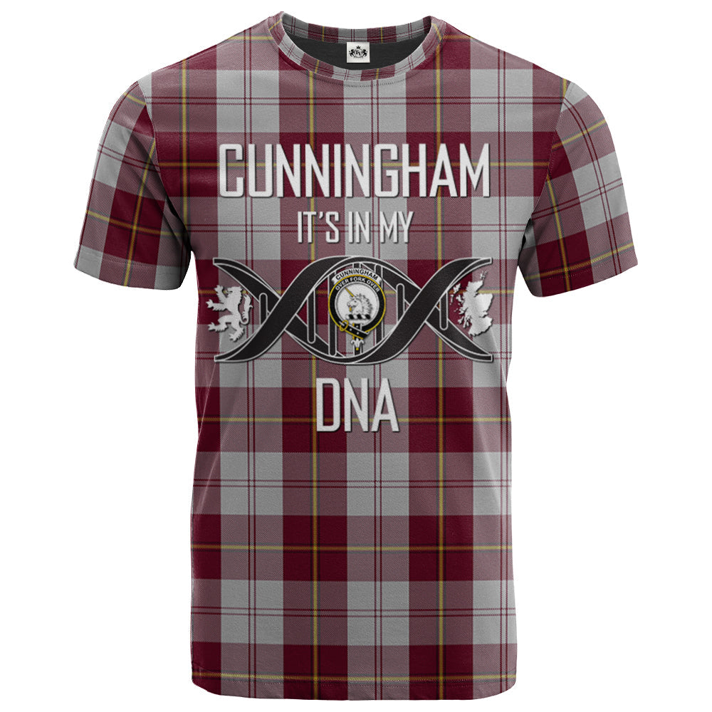 Printivon Cunningham Dress Burgundy (Dance) Clan DNA In Me Tartan Crest T Shirt