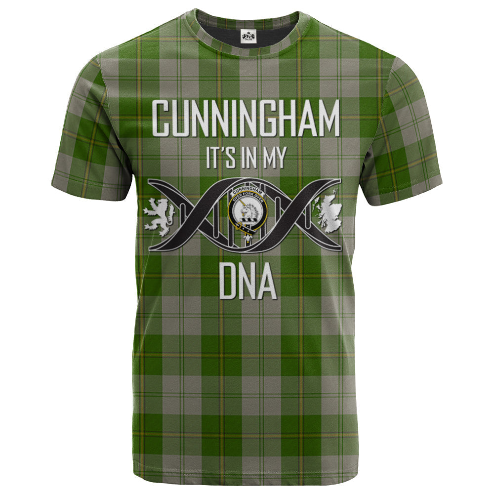 Printivon Cunningham Dress Green Dancers Clan DNA In Me Tartan Crest T Shirt