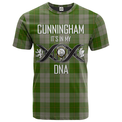 Printivon Cunningham Dress Green Dancers Clan DNA In Me Tartan Crest T Shirt