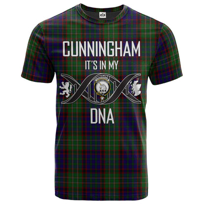 Printivon Cunningham Hunting Clan DNA In Me Tartan Crest T Shirt