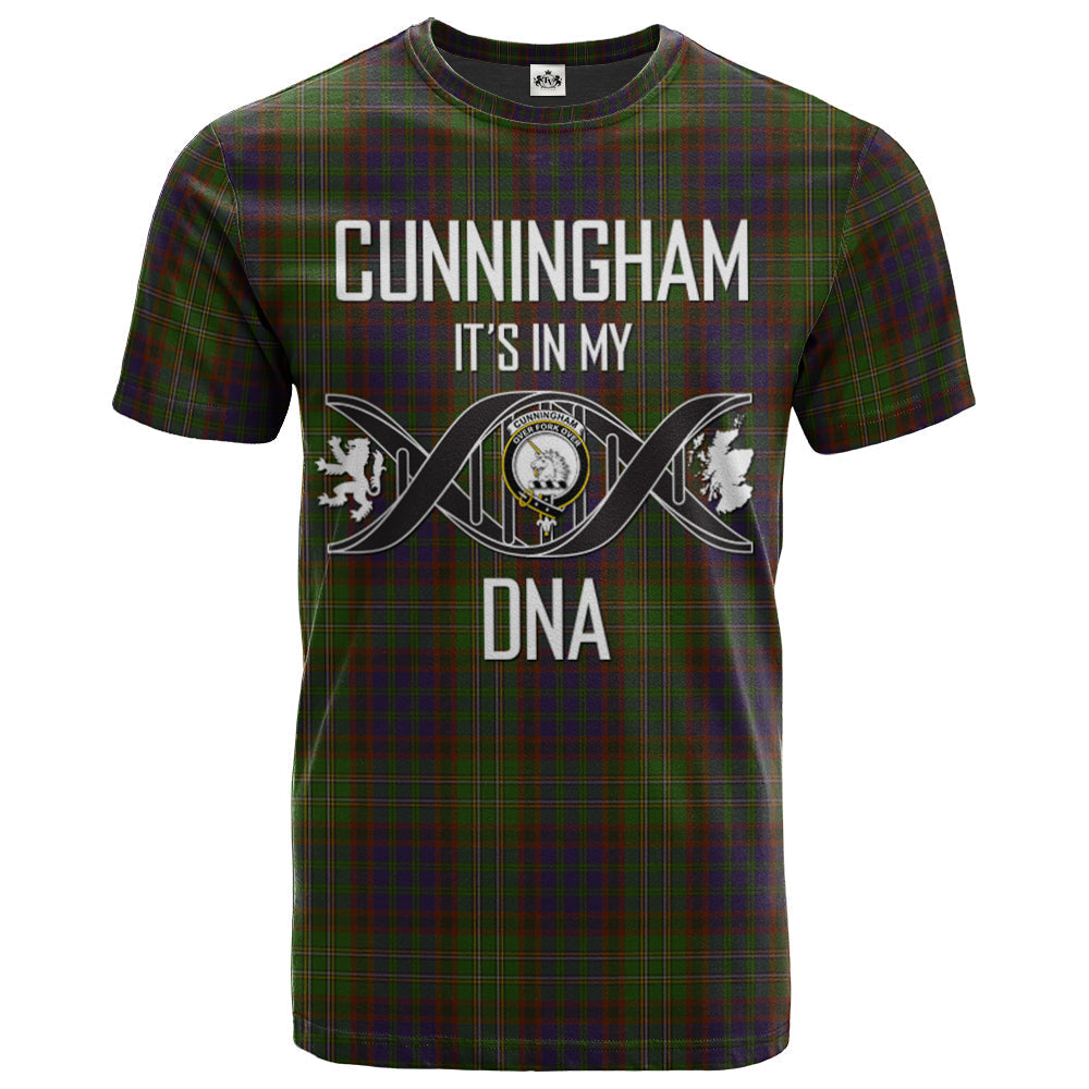 Printivon Cunningham Hunting Modern Clan DNA In Me Tartan Crest T Shirt