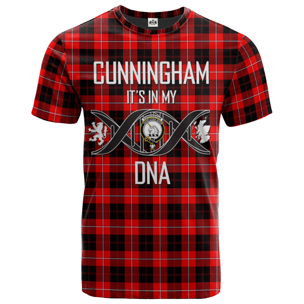 Printivon Cunningham Modern Clan DNA In Me Tartan Crest T Shirt