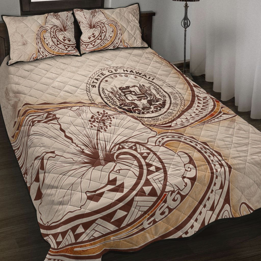 Hawaii Quilt Bed Set Hibiscus Flowers Vintage Style