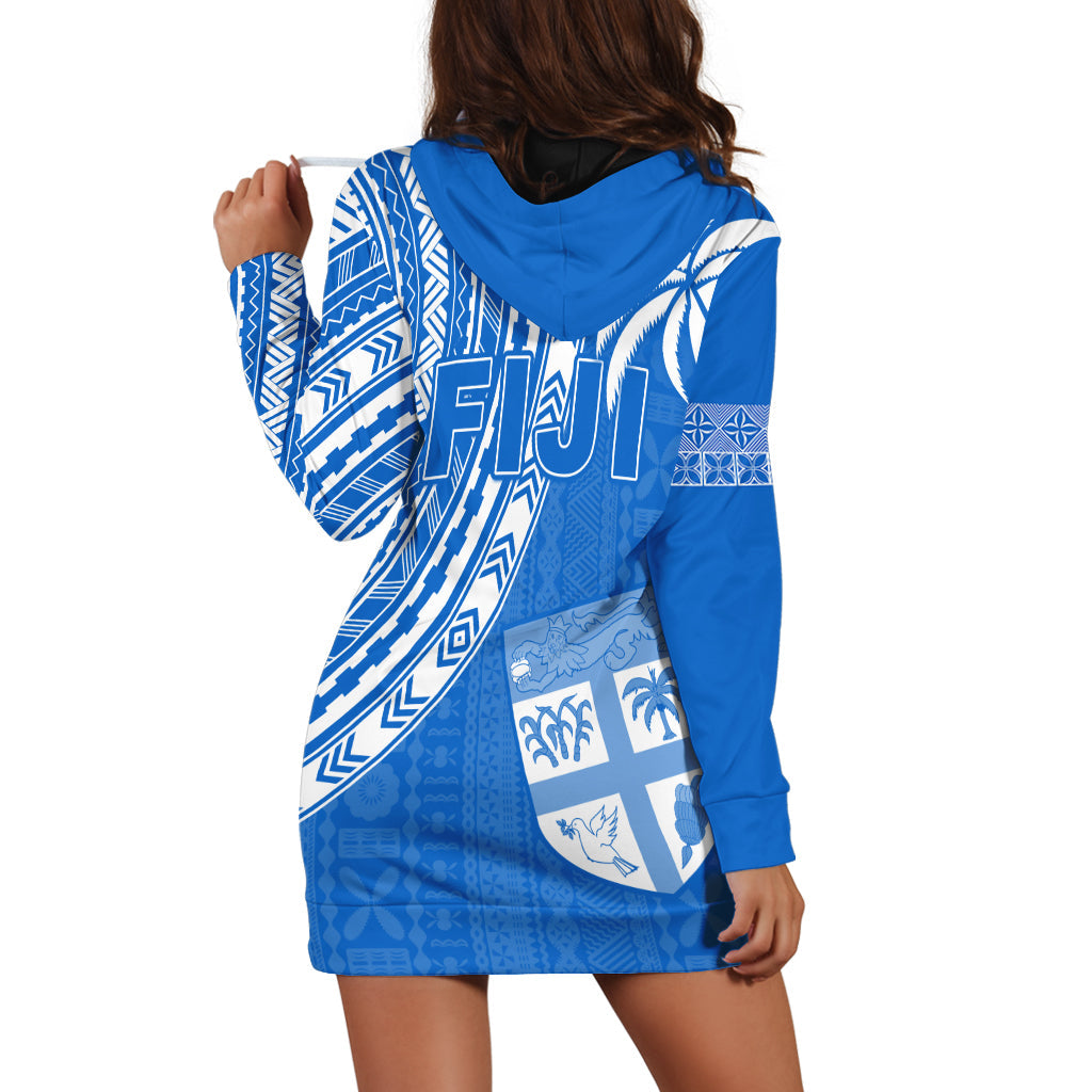 Fiji Rugby Sevens Hoodie Dress Fijian 7s Tapa Polynesian Blue Ver.01
