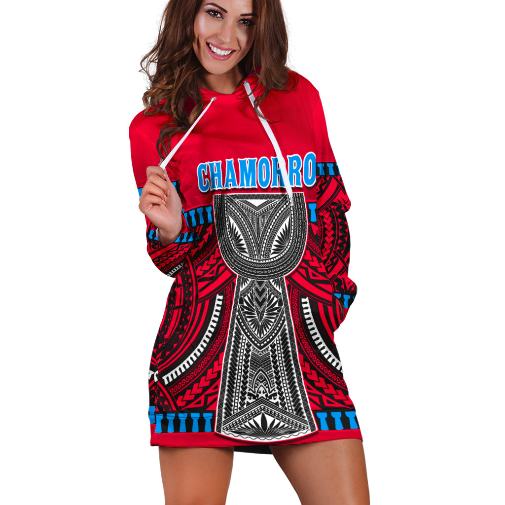 Custom Personalised Guam Chamorro Hoodie Dress Latte Stone Red Polynesian Haligi