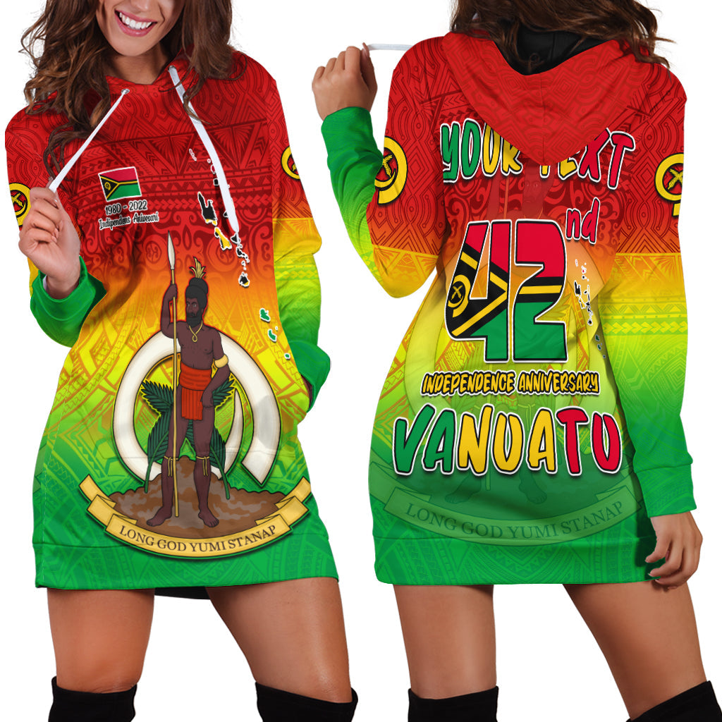 Custom Personalised Vanuatu Independence Day Hoodie Dress 42nd Anniversary Yumi Yumi Yumi