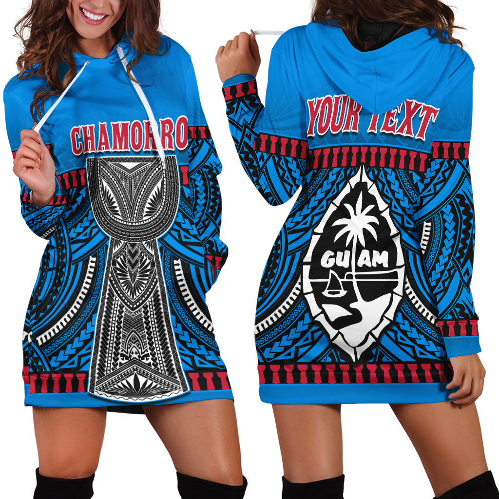 Custom Personalised Guam Chamorro Hoodie Dress Latte Stone Blue Polynesian Haligi