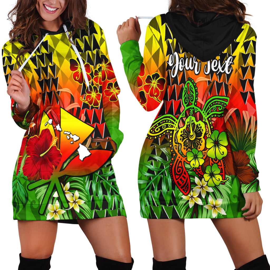 Custom Personalised Hawaii Flowers Hoodie Dress Color Tribal Pattern Hawaiian