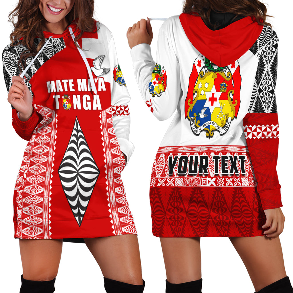 Custom Personalised Tonga Rugby Hoodie Dress Kupesi Ngatu Mate Maa Tonga