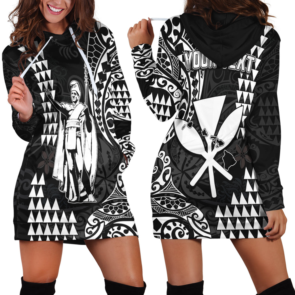 Custom Personalised Hawaii Day Kakau Hoodie Dress Proud To Be Hawaiian Black King Kamehameha and Kanaka Maoli