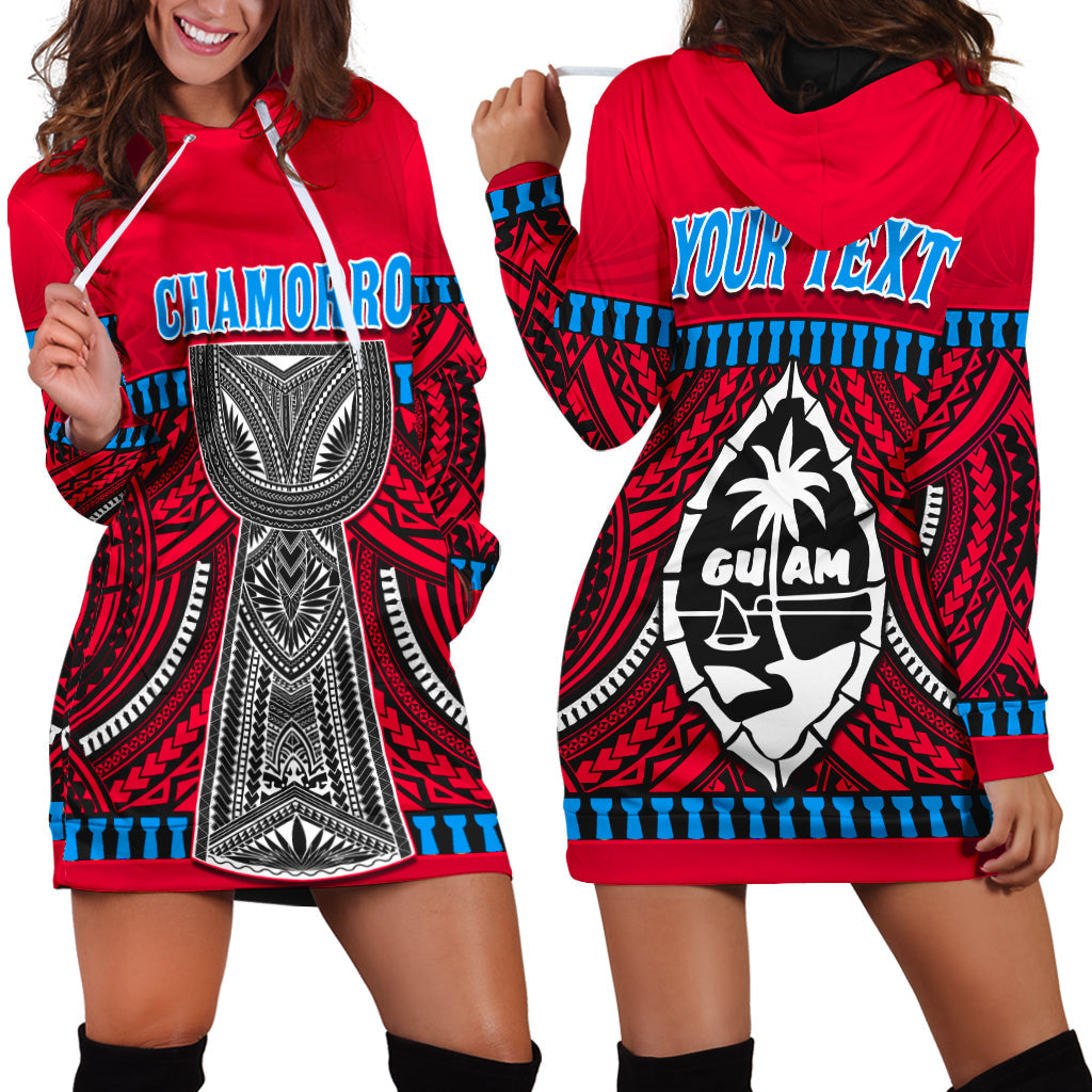 Custom Personalised Guam Chamorro Hoodie Dress Latte Stone Red Polynesian Haligi