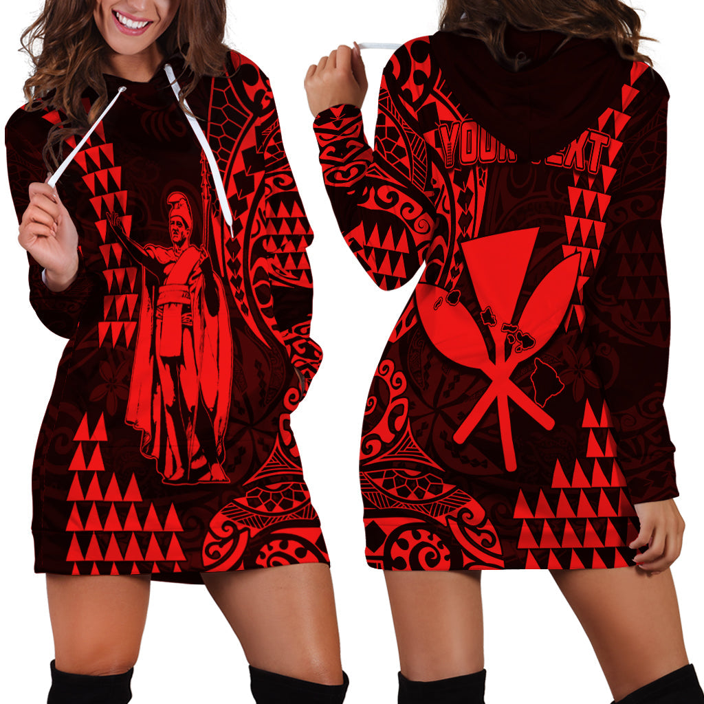Custom Personalised Hawaii Day Kakau Hoodie Dress Proud To Be Hawaiian Red King Kamehameha and Kanaka Maoli