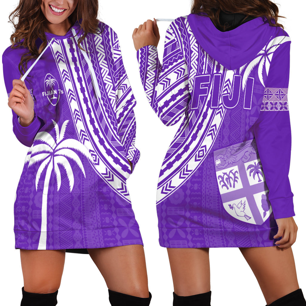 Fiji Rugby Sevens Hoodie Dress Fijian 7s Tapa Polynesian Purple