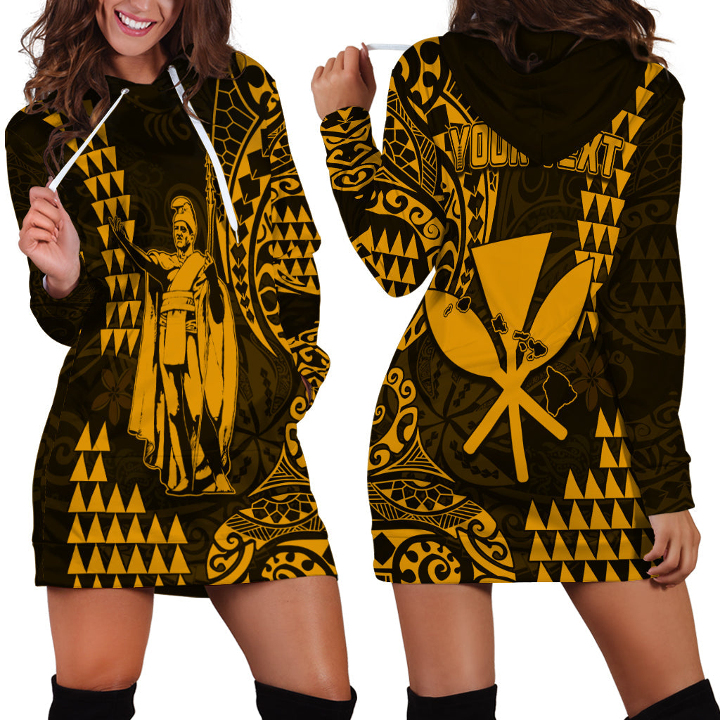Custom Personalised Hawaii Day Kakau Hoodie Dress Proud To Be Hawaiian Gold King Kamehameha and Kanaka Maoli