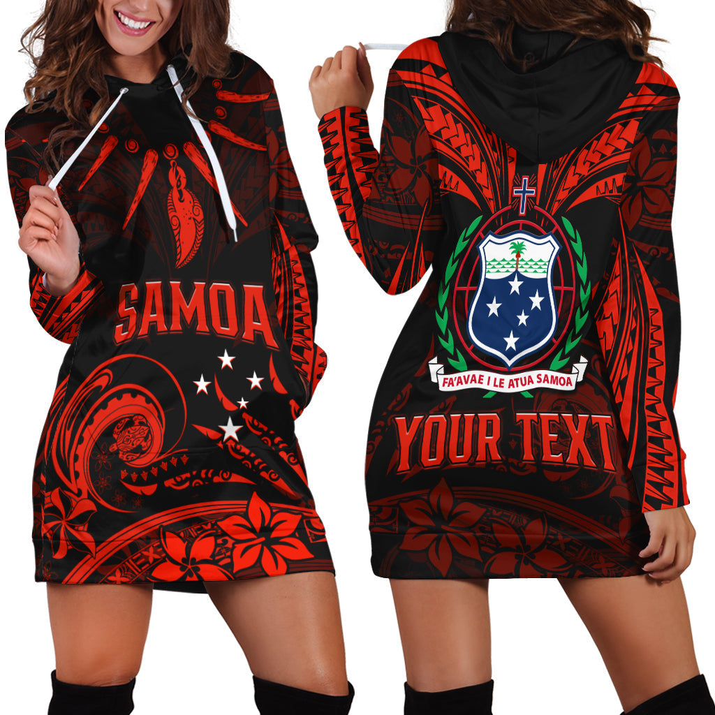Custom Personalised Samoa Tatau Hoodie Dress Red Polynesian Ula Nifo