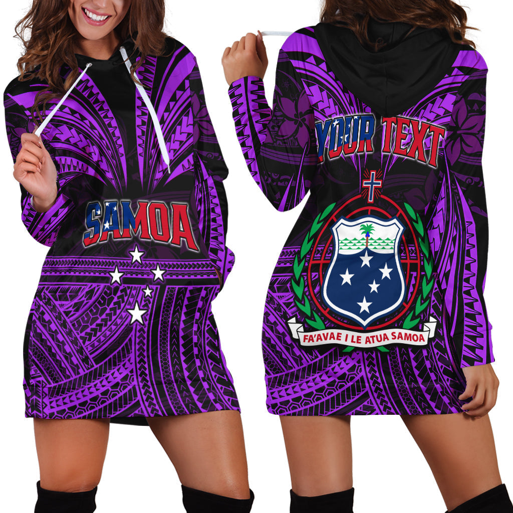 Custom Personalised Samoa Tatau Hoodie Dress Purple Polynesian Proud Samoan