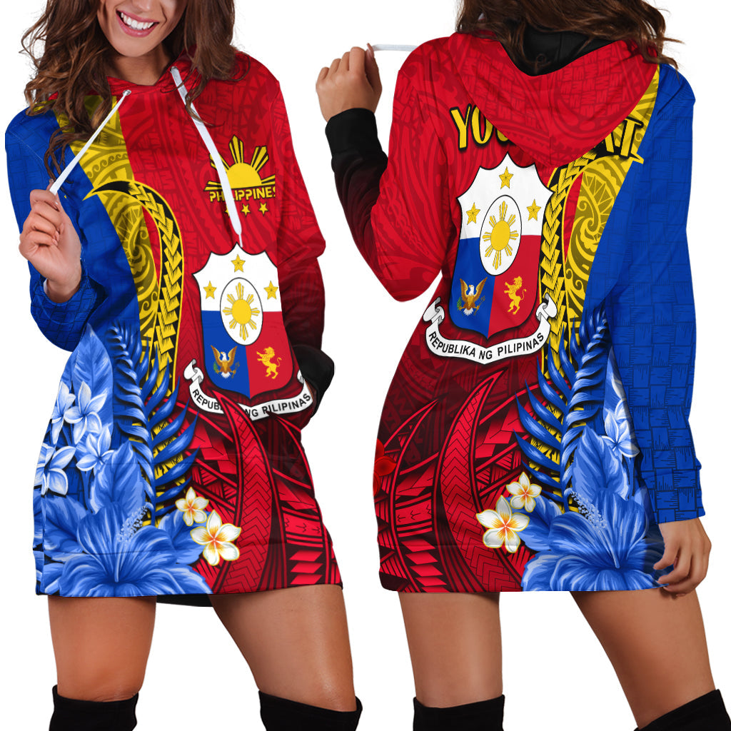Custom Personalised Philippines Sampaguita Hoodie Dress Special Polynesian Sun Filipino