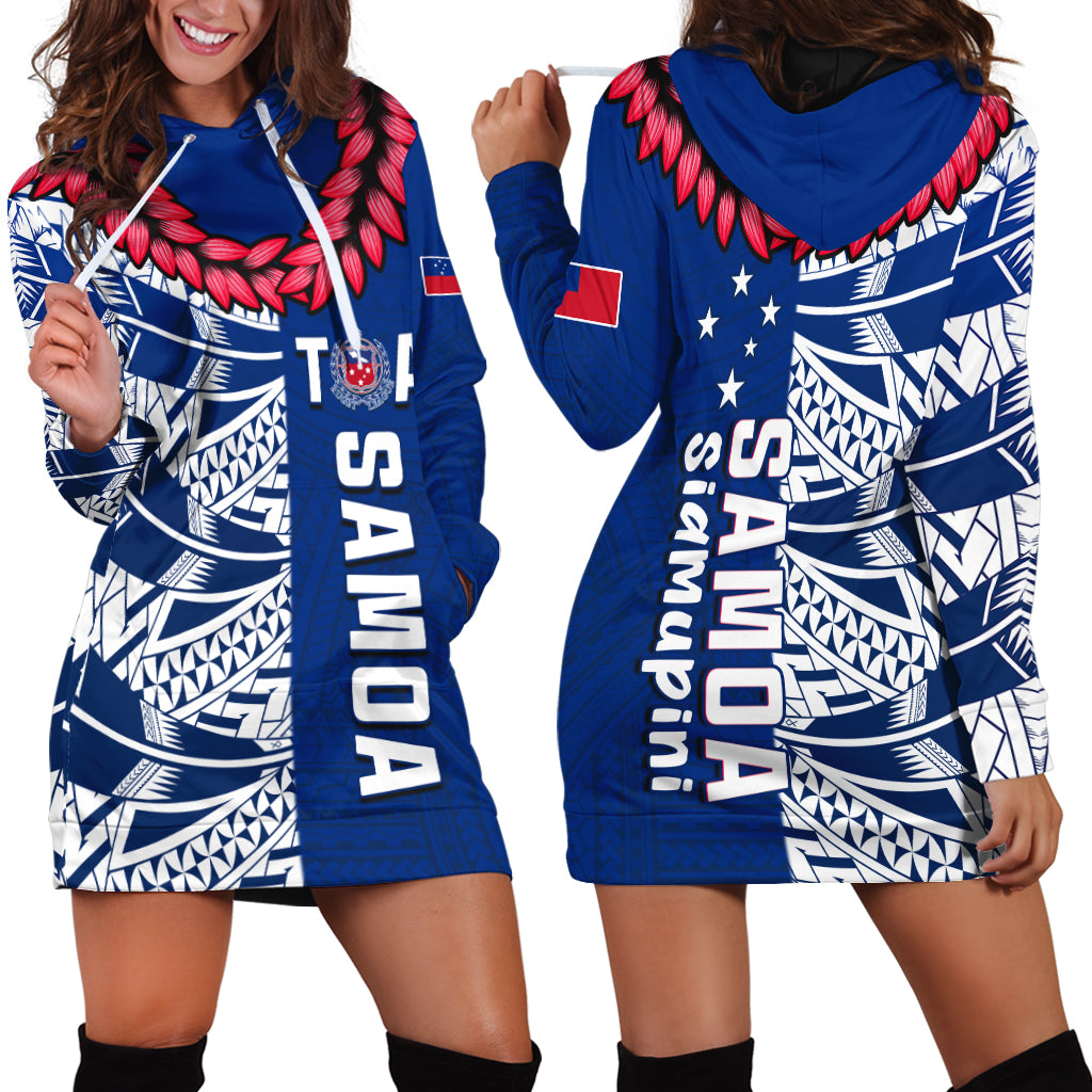 Toa Samoa Rugby Hoodie Dress Siamupini Ula Fala Blue