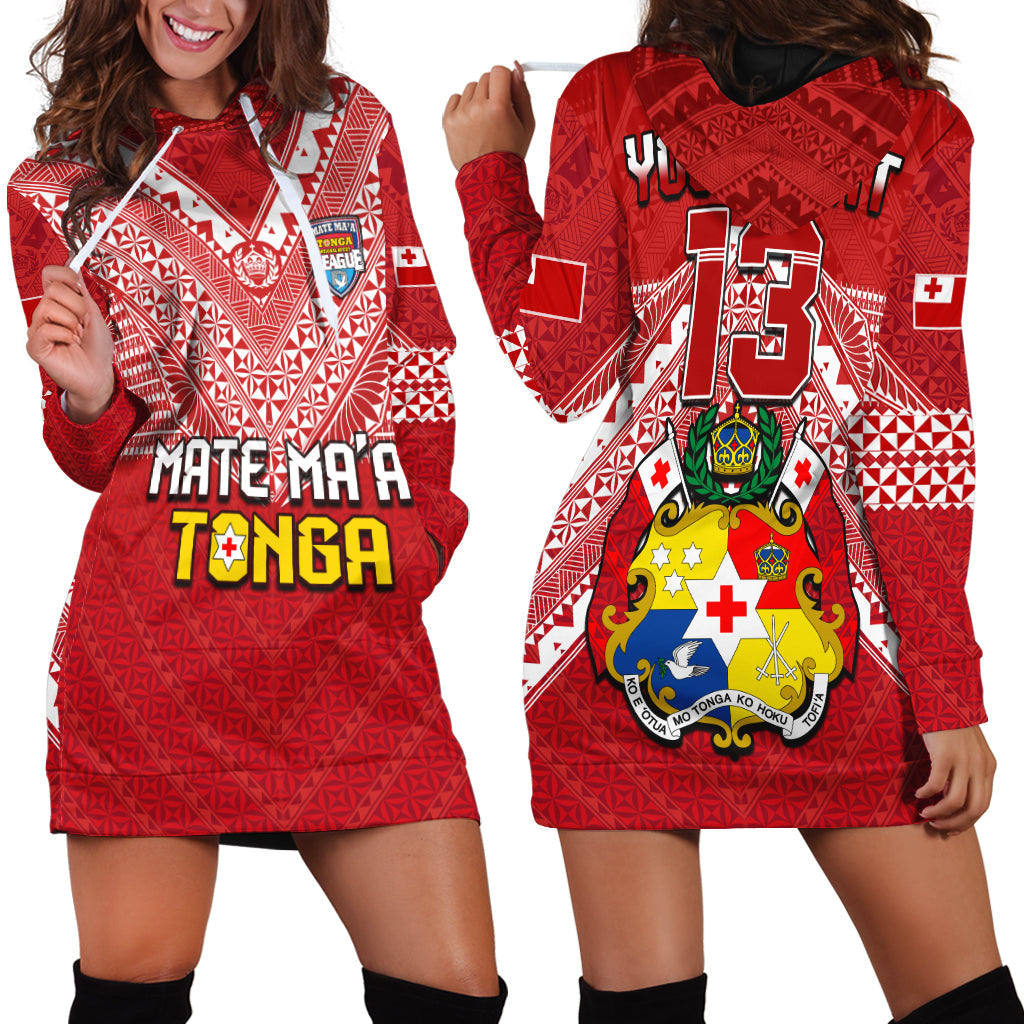 Custom Text and Number Tonga Rugby MMT Hoodie Dress Ngatu Mate Maa Tonga Special