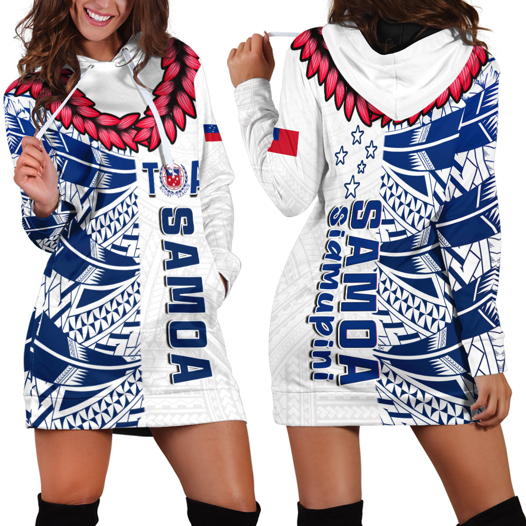 Toa Samoa Rugby Hoodie Dress Siamupini Ula Fala White