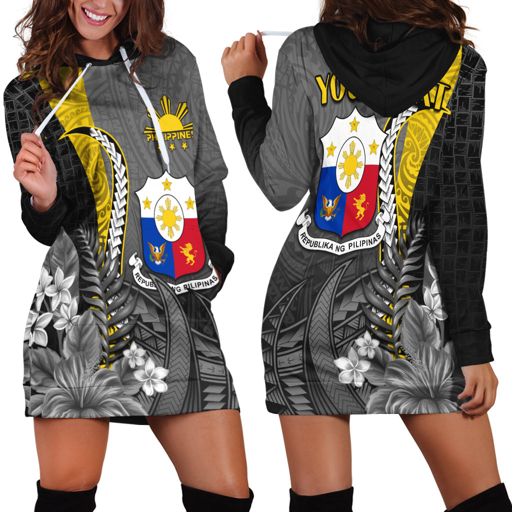 Custom Personalised Philippines Sampaguita Hoodie Dress Simple Polynesian Sun Filipino