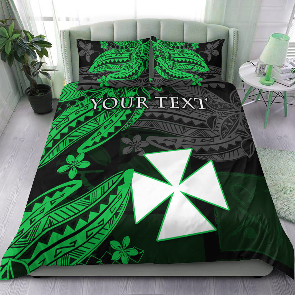(Custom Personalised) Wallis and Futuna Bedding Set Enjoy Polynesian Flowers Version Green