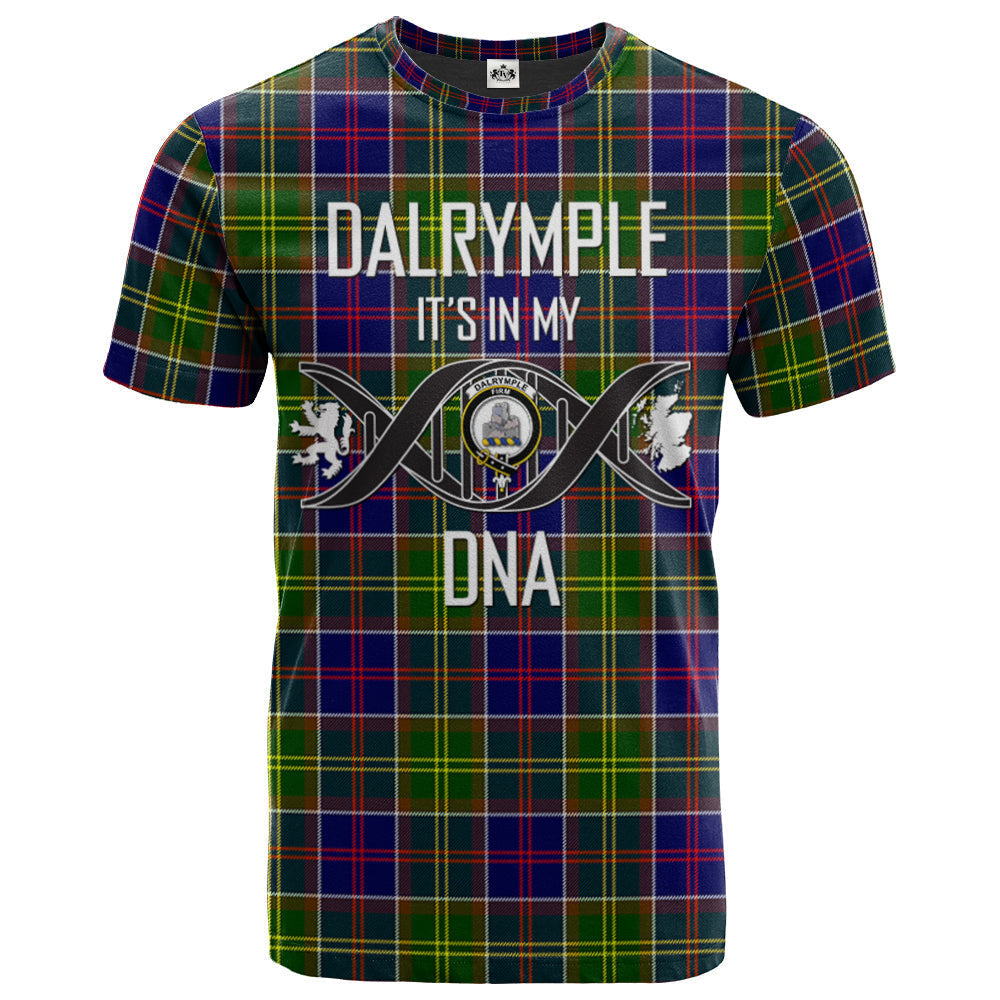 Printivon Dalrymple Clan DNA In Me Tartan Crest T Shirt