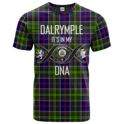 Printivon Dalrymple Clan DNA In Me Tartan Crest T Shirt