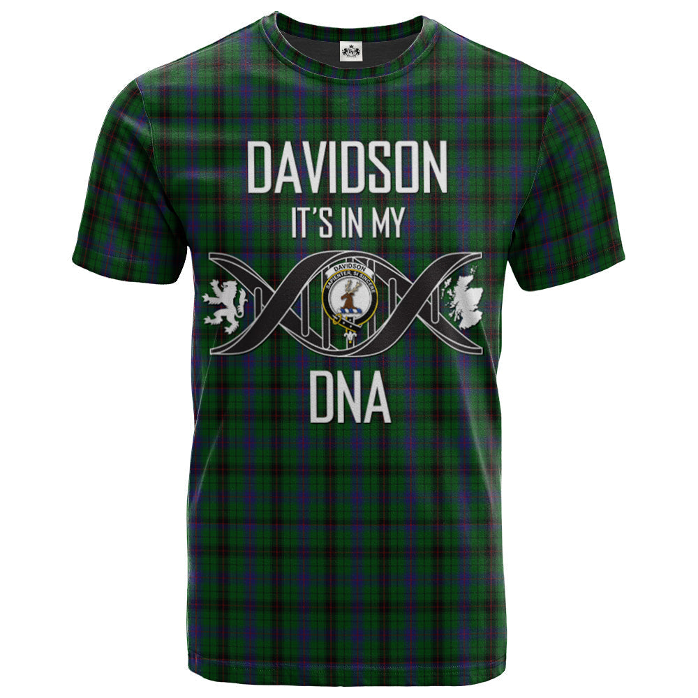 Printivon Davidson Clan DNA In Me Tartan Crest T Shirt