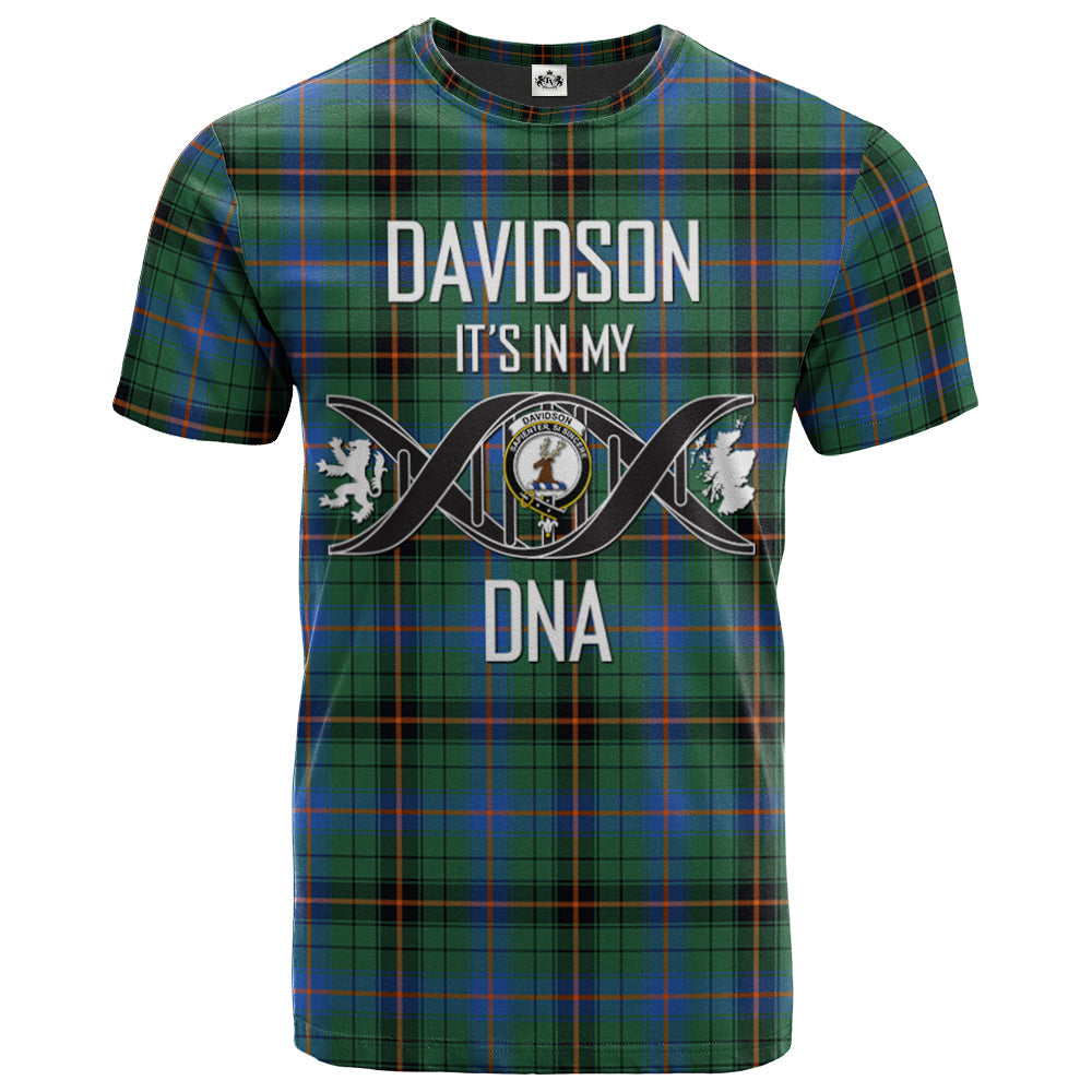 Printivon Davidson Ancient Clan DNA In Me Tartan Crest T Shirt