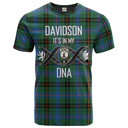 Printivon Davidson Ancient Clan DNA In Me Tartan Crest T Shirt