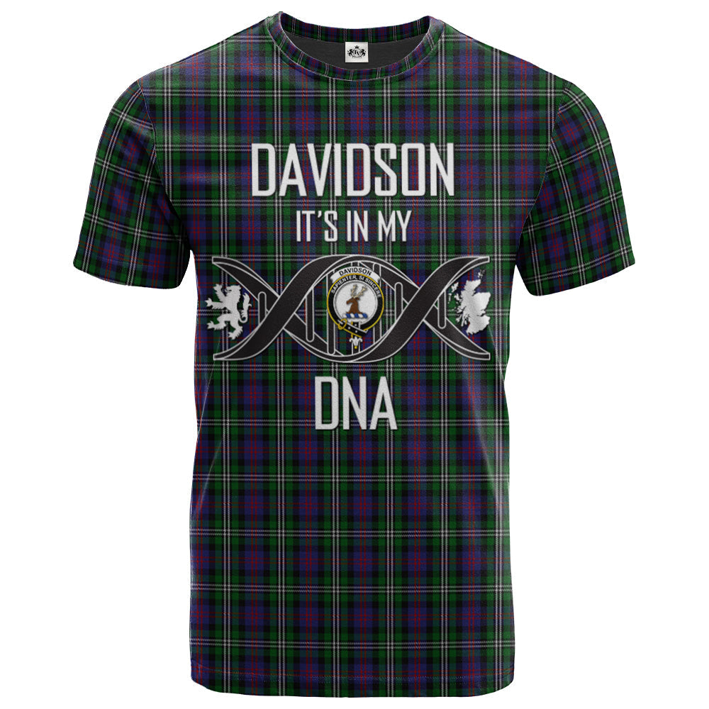 Printivon Davidson Double Clan DNA In Me Tartan Crest T Shirt