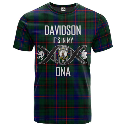 Printivon Davidson Modern Clan DNA In Me Tartan Crest T Shirt
