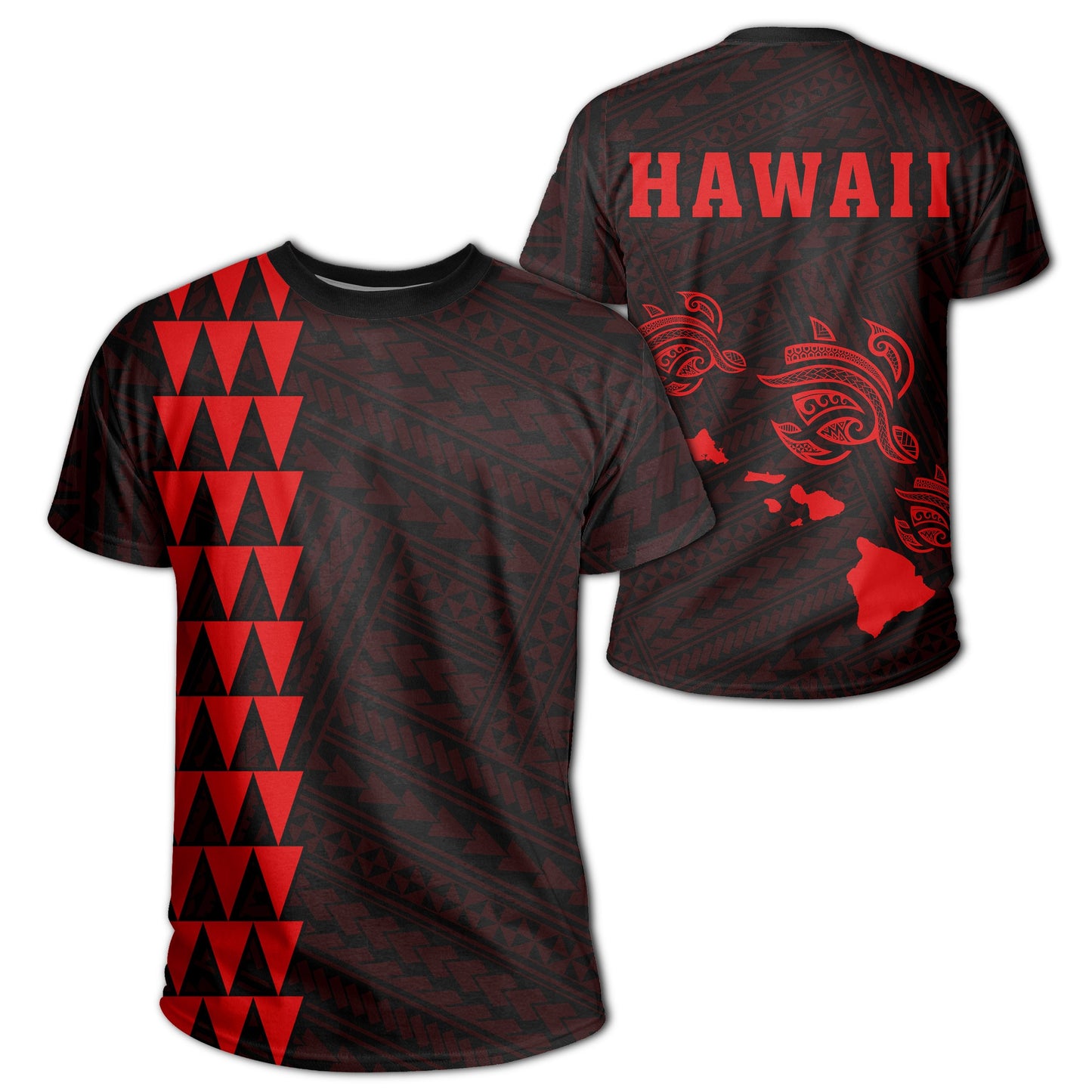 Hawaii Kakau Three Turtles T - Shirt - Red - Ah