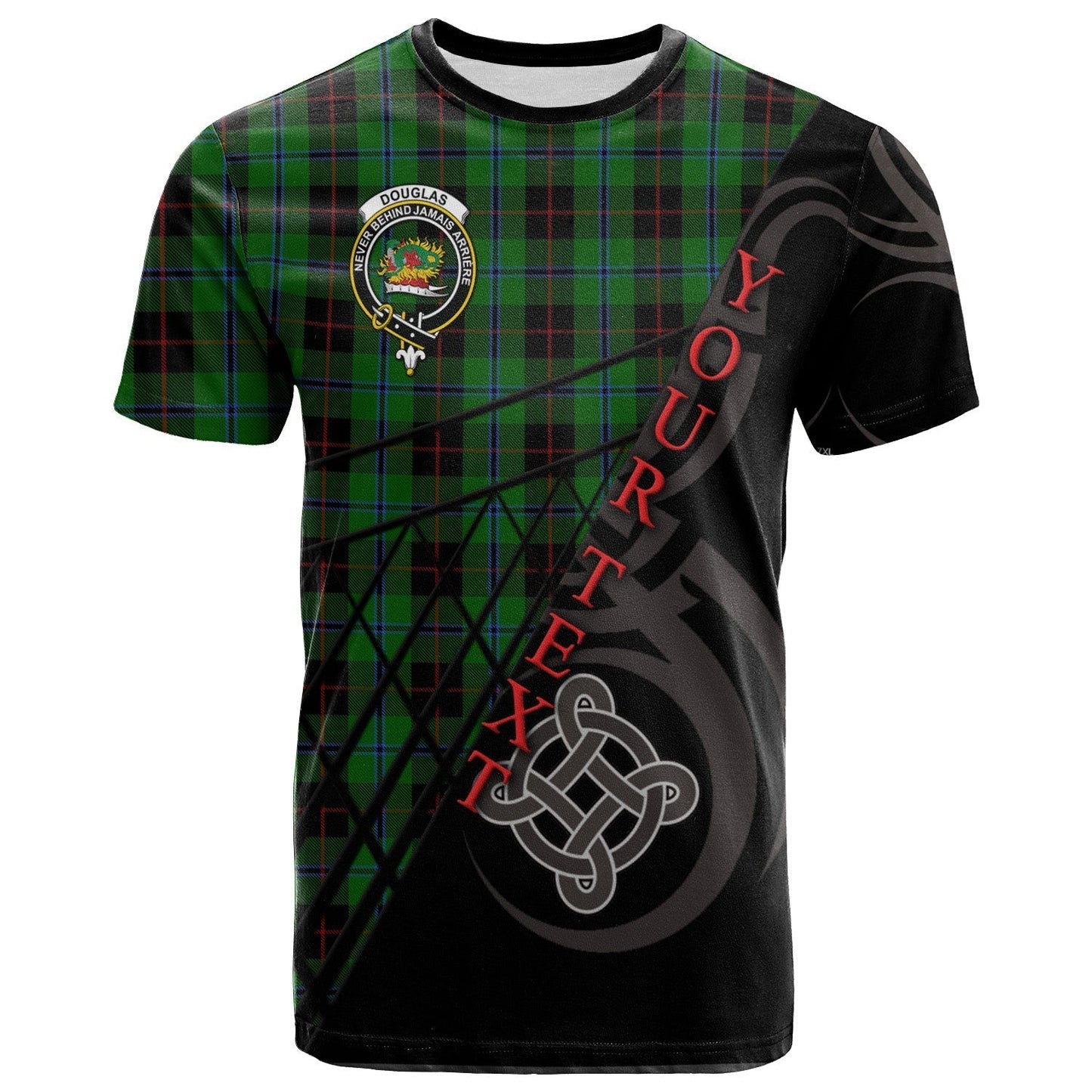 Printivon Douglas Black T Shirt Pattern Celtic 