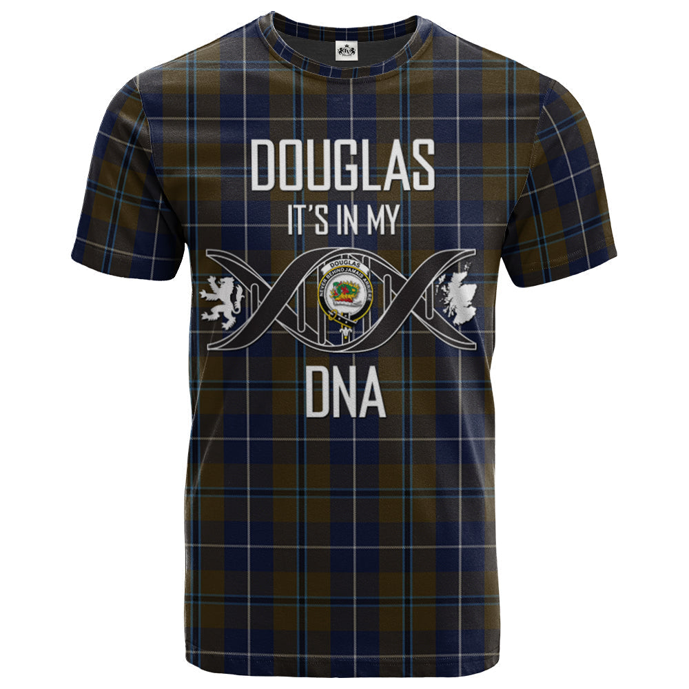 Printivon Douglas Brown Clan DNA In Me Tartan Crest T Shirt