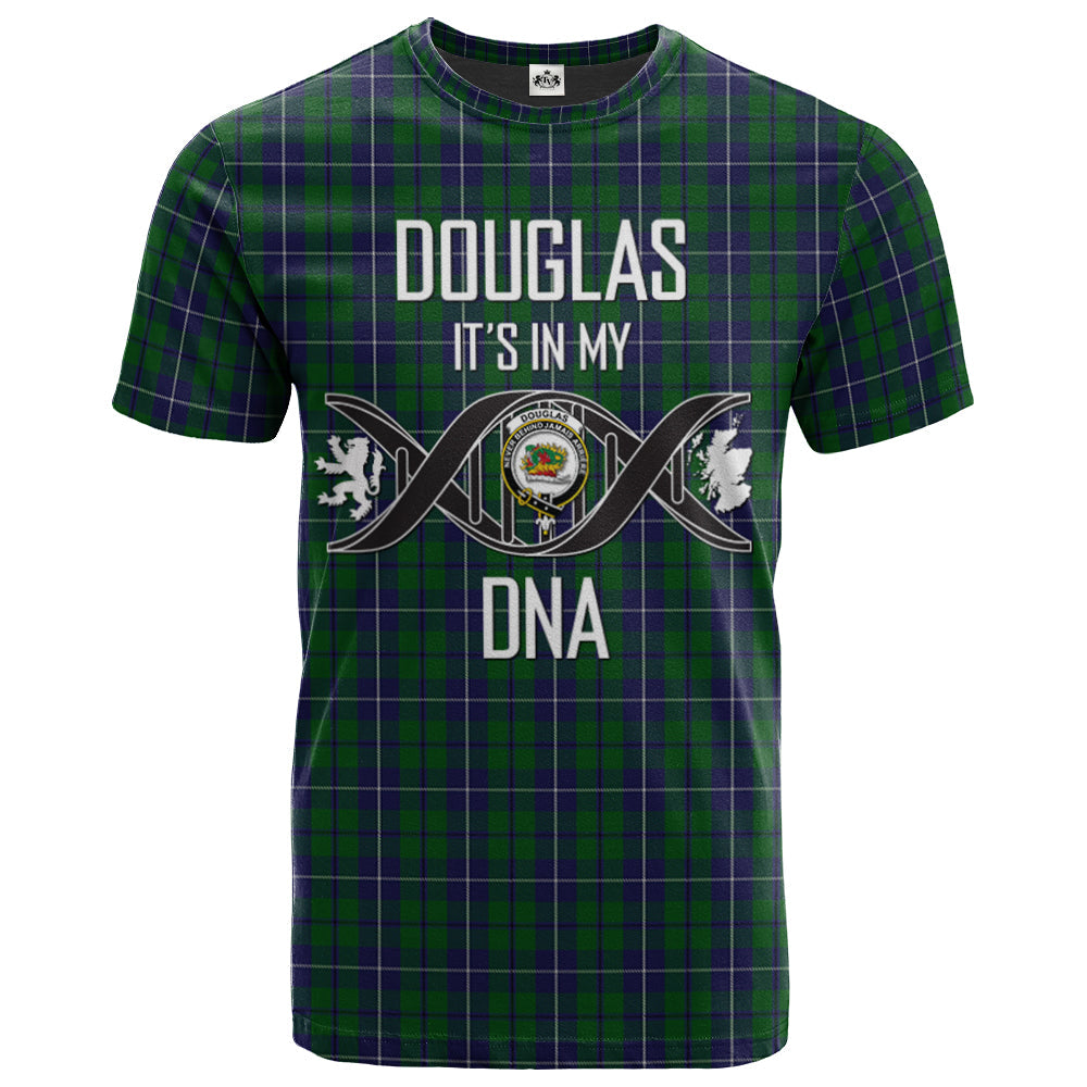 Printivon Douglas Green Clan DNA In Me Tartan Crest T Shirt