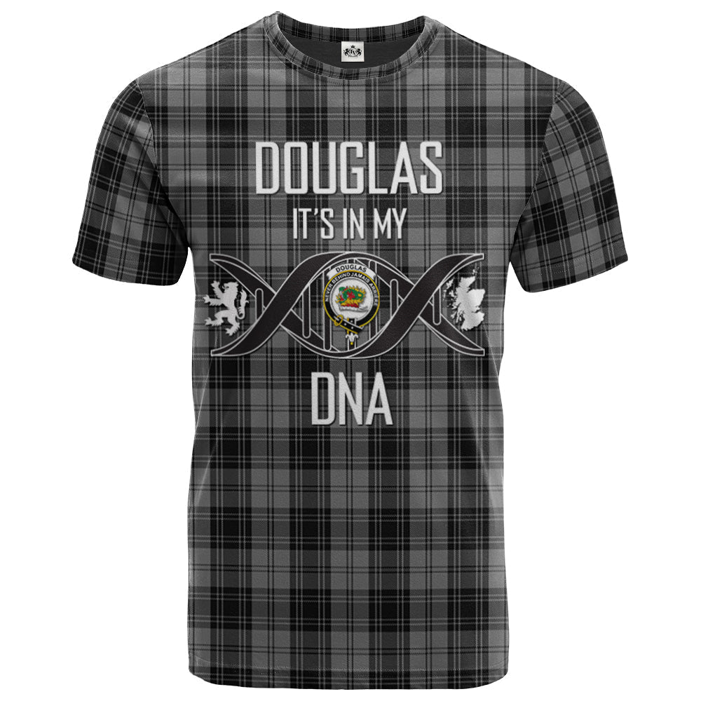 Printivon Douglas Grey Clan DNA In Me Tartan Crest T Shirt