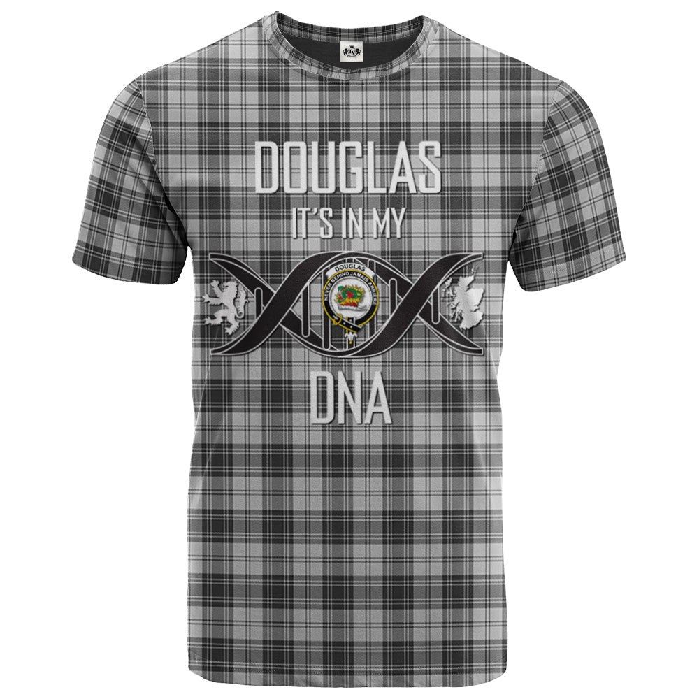 Printivon Douglas Grey Modern Clan DNA In Me Tartan Crest T Shirt