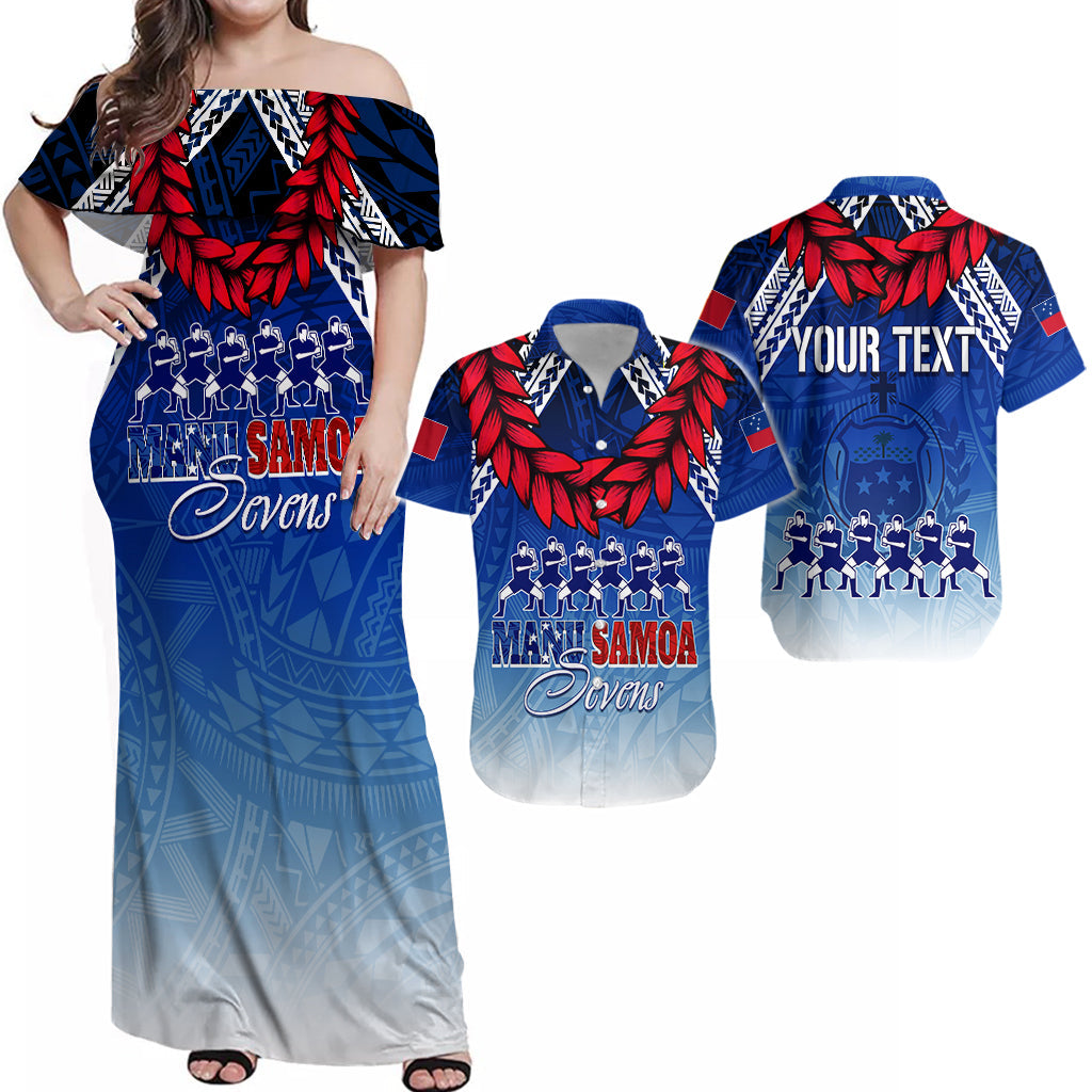 Personalised Matching Outfits For Couples Samoa Sevens Combo Dress and Shirt Manu Siva Tau With Ula Fala