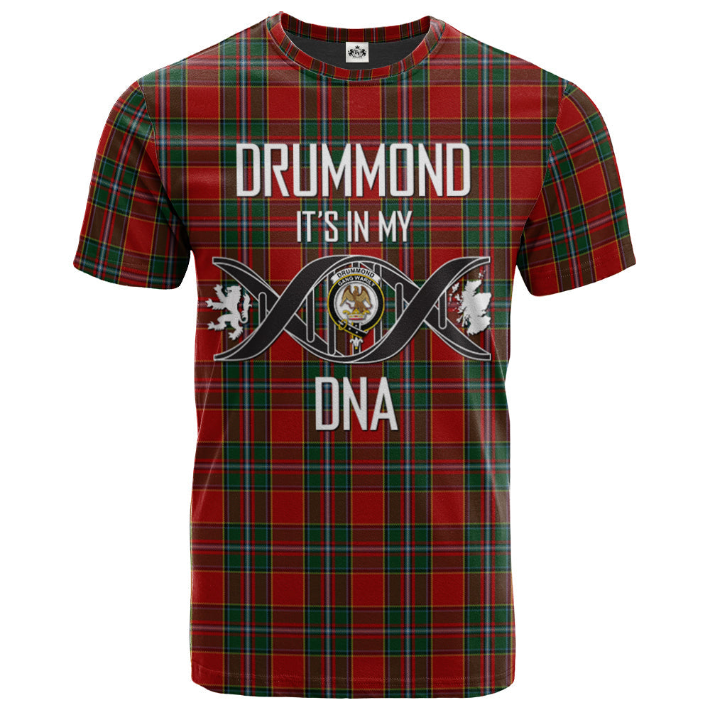 Printivon Drummond Ancient Clan DNA In Me Tartan Crest T Shirt