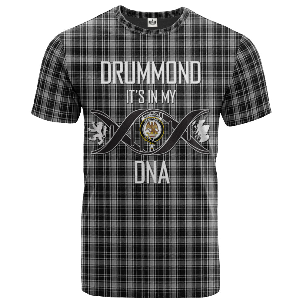 Printivon Drummond Grey Originaux Clan DNA In Me Tartan Crest T Shirt