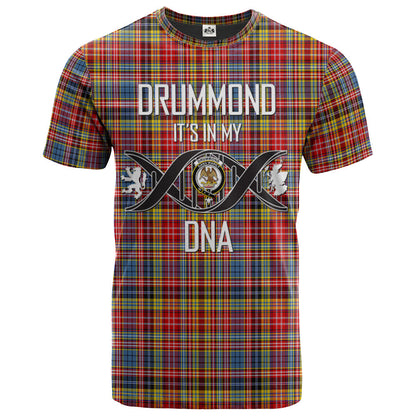 Printivon Drummond of Strathallan Clan DNA In Me Tartan Crest T Shirt