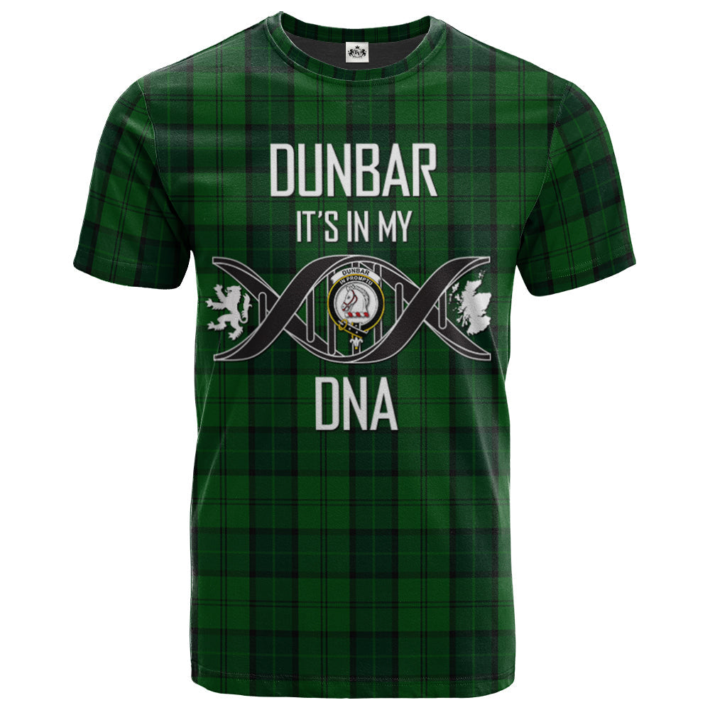 Printivon Dunbar Hunting Clan DNA In Me Tartan Crest T Shirt